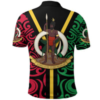 Vanuatu Flag Polo Shirt Melanesian Warrior - Polynesian Pride