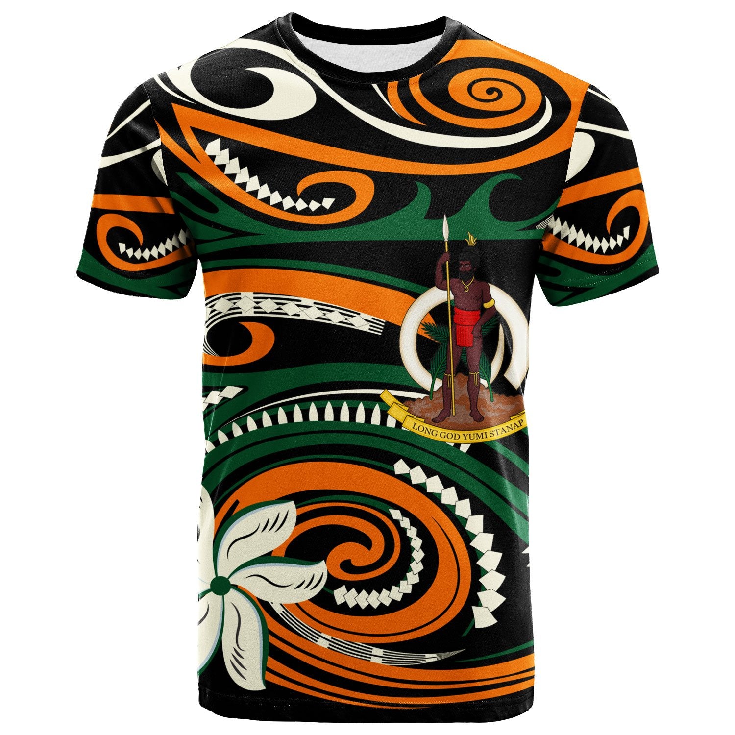 Vanuatu T Shirt Vortex Style Unisex Orange - Polynesian Pride