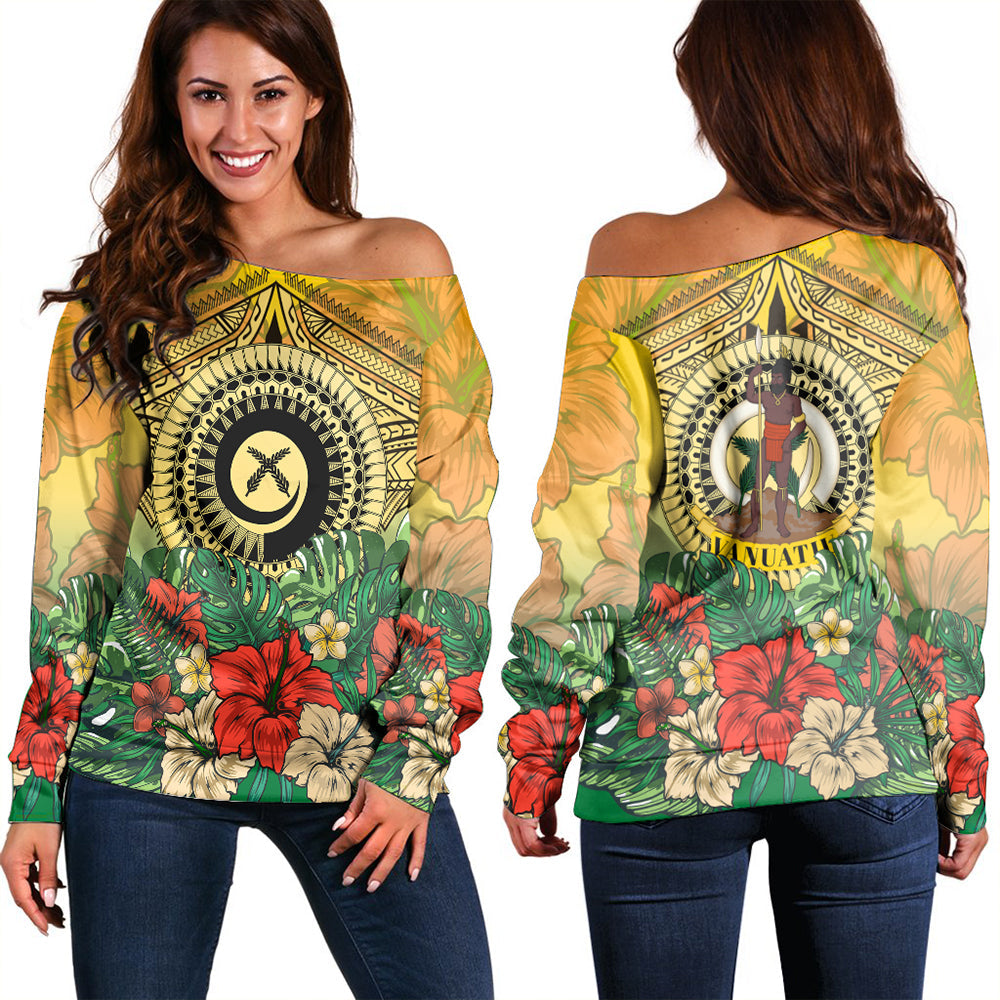 Vanuatu Polynesian Hibiscus Women Off Shoulder LT10 Women Yellow - Polynesian Pride