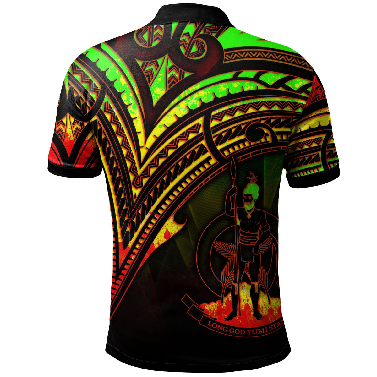 Vanuatu Polo Shirt Reggae Color Cross Style - Polynesian Pride