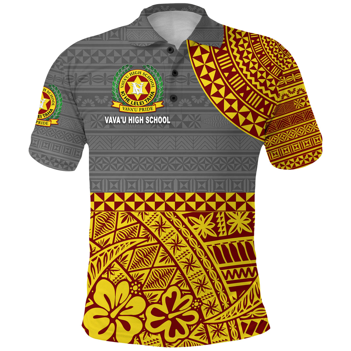 Custom Tonga Vavau High School Polo Shirt Kupesi Vibes Grey LT8 - Polynesian Pride