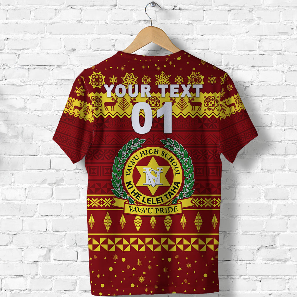 Custom Vavau High School Christmas T Shirt Simple Style Maroon LT8 - Polynesian Pride