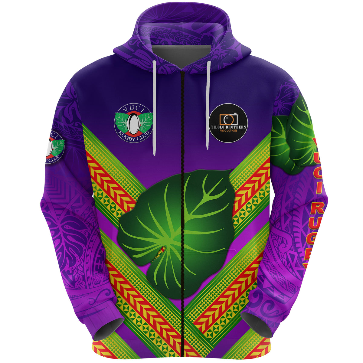 Custom Fiji Vuci Rugby Club Zip Hoodie Creative Style Purple, Custom Text and Number LT8 - Polynesian Pride