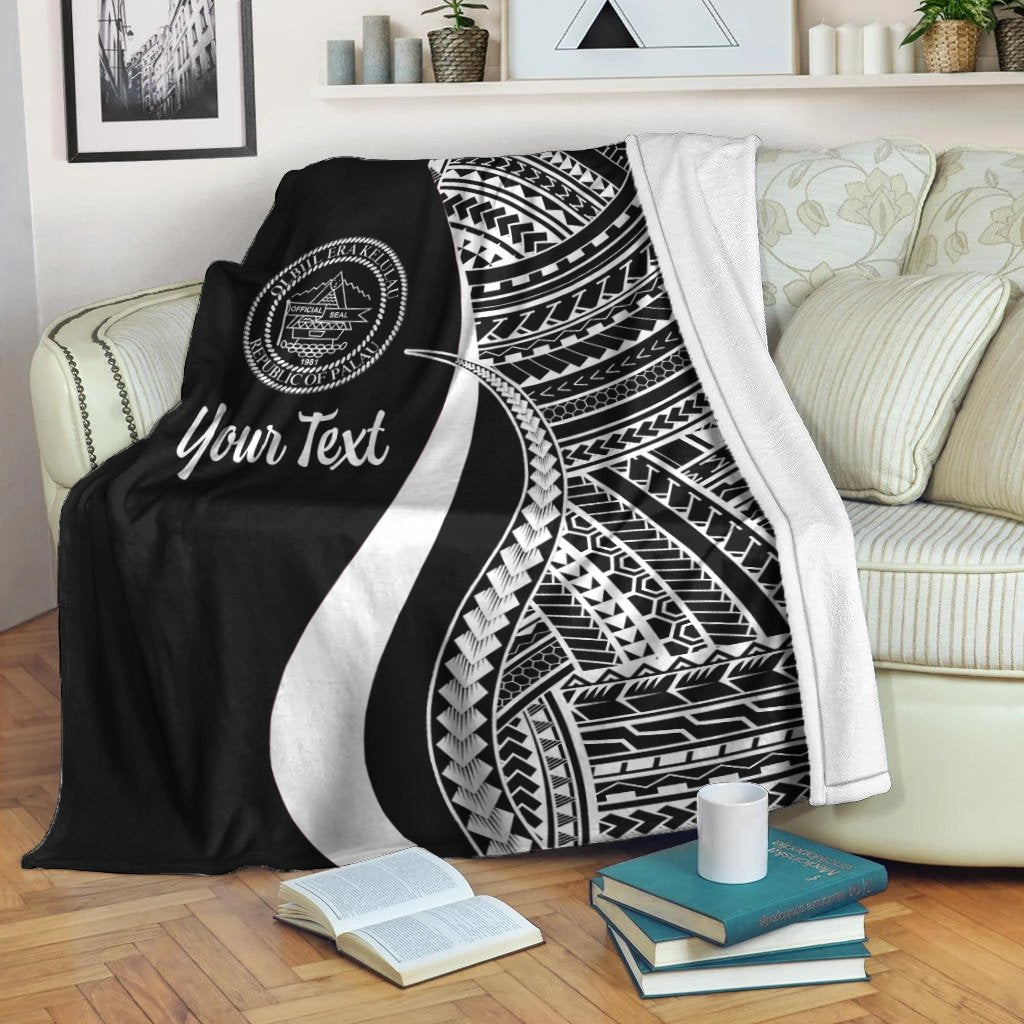 Palau Custom Personalised Premium Blanket - White Polynesian Tentacle Tribal Pattern Crest - Polynesian Pride