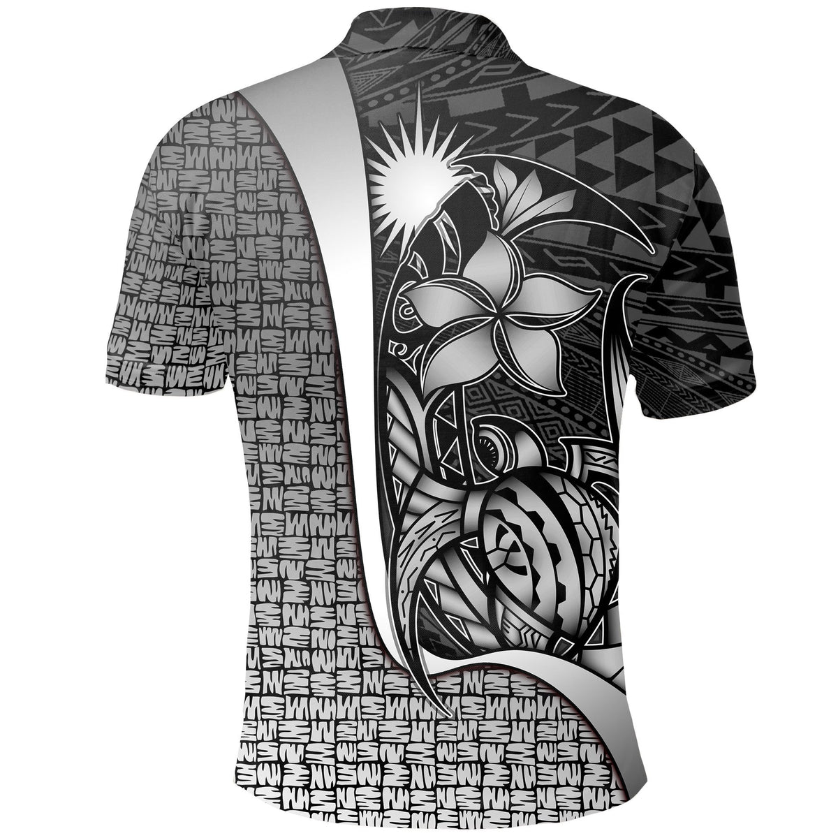 Marshall Islands Polo Shirt White Turtle with Hook - Polynesian Pride