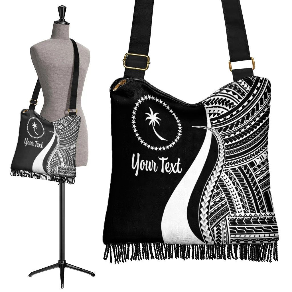 Chuuk Custom Personalised Boho Handbag - White Polynesian Tentacle Tribal Pattern - Polynesian Pride
