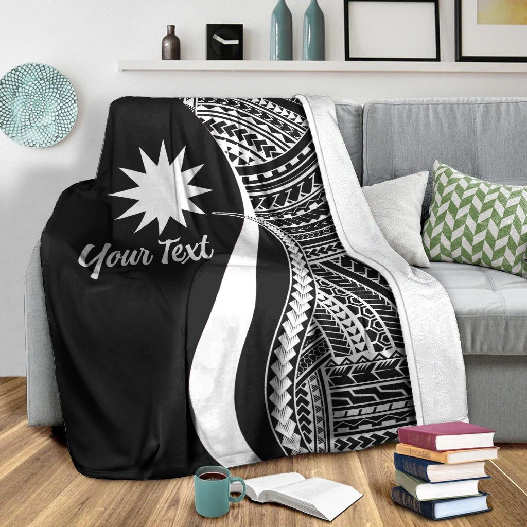 Nauru Custom Personalised Premium Blanket - White Polynesian Tentacle Tribal Pattern - Polynesian Pride