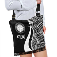 Northern Mariana Islands Boho Handbag - White Polynesian Tentacle Tribal Pattern - Polynesian Pride