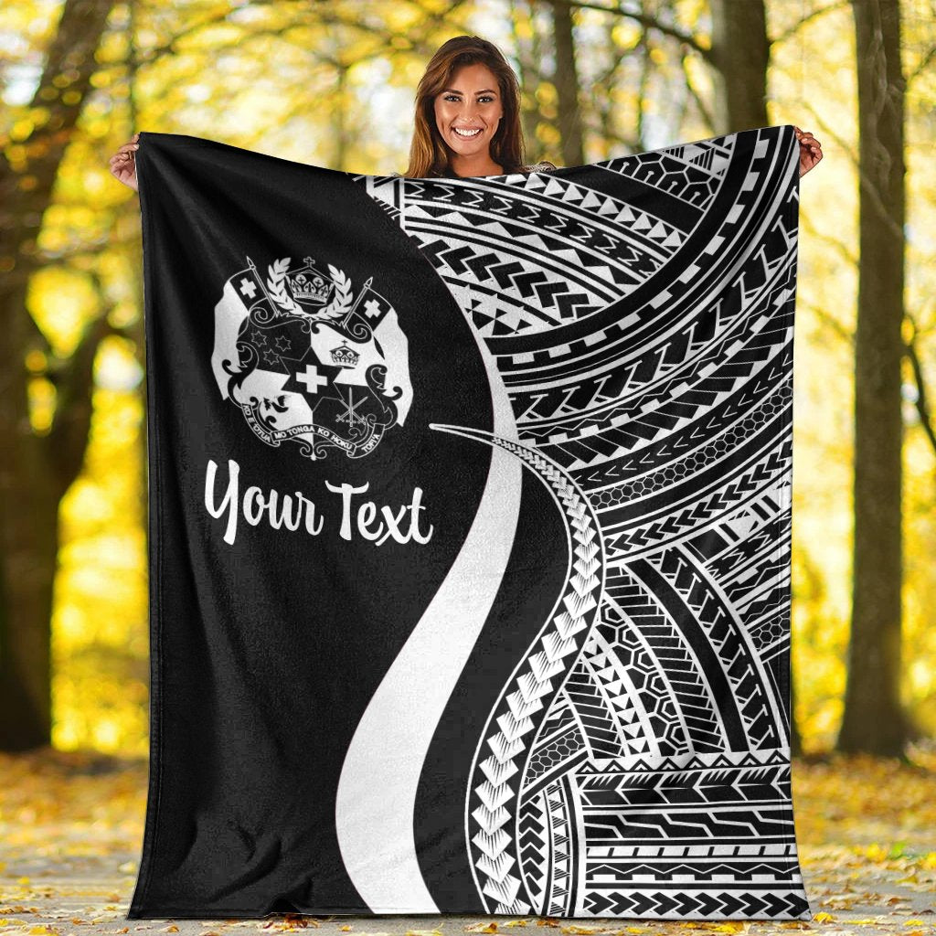 Tonga Custom Personalised Premium Blanket - White Polynesian Tentacle Tribal Pattern - Polynesian Pride