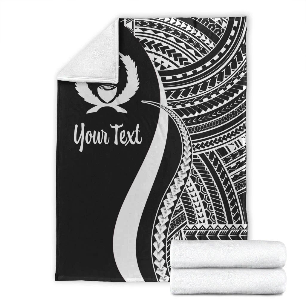 Pohnpei Custom Personalised Premium Blanket - White Polynesian Tentacle Tribal Pattern - Polynesian Pride