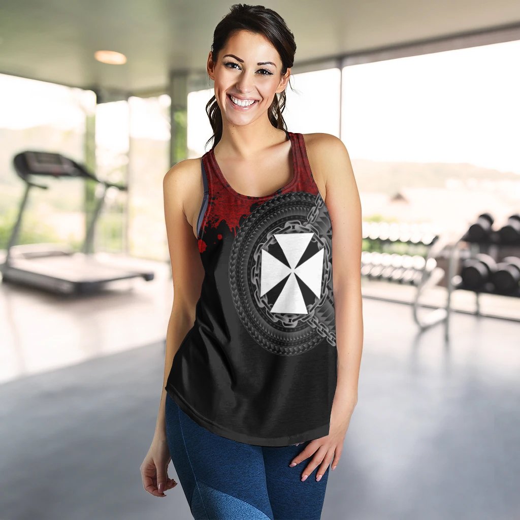 Wallis and Futuna Polynesian Women's Racerback Tank - Polynesian Chain Style - Polynesian Pride