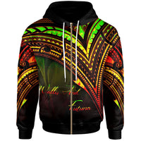 Wallis and Futuna Zip Hoodie Reggae Color Cross Style Unisex Black - Polynesian Pride