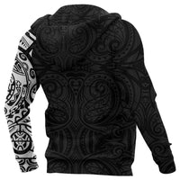 New Zealand Maori Zip Hoodie, Maori Warrior Tattoo Full Zip Hoodie White - Polynesian Pride