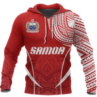 Samoa Active Special Hoodie Samoa Coat of Arms Polynesian Tattoo Red Unisex Red - Polynesian Pride