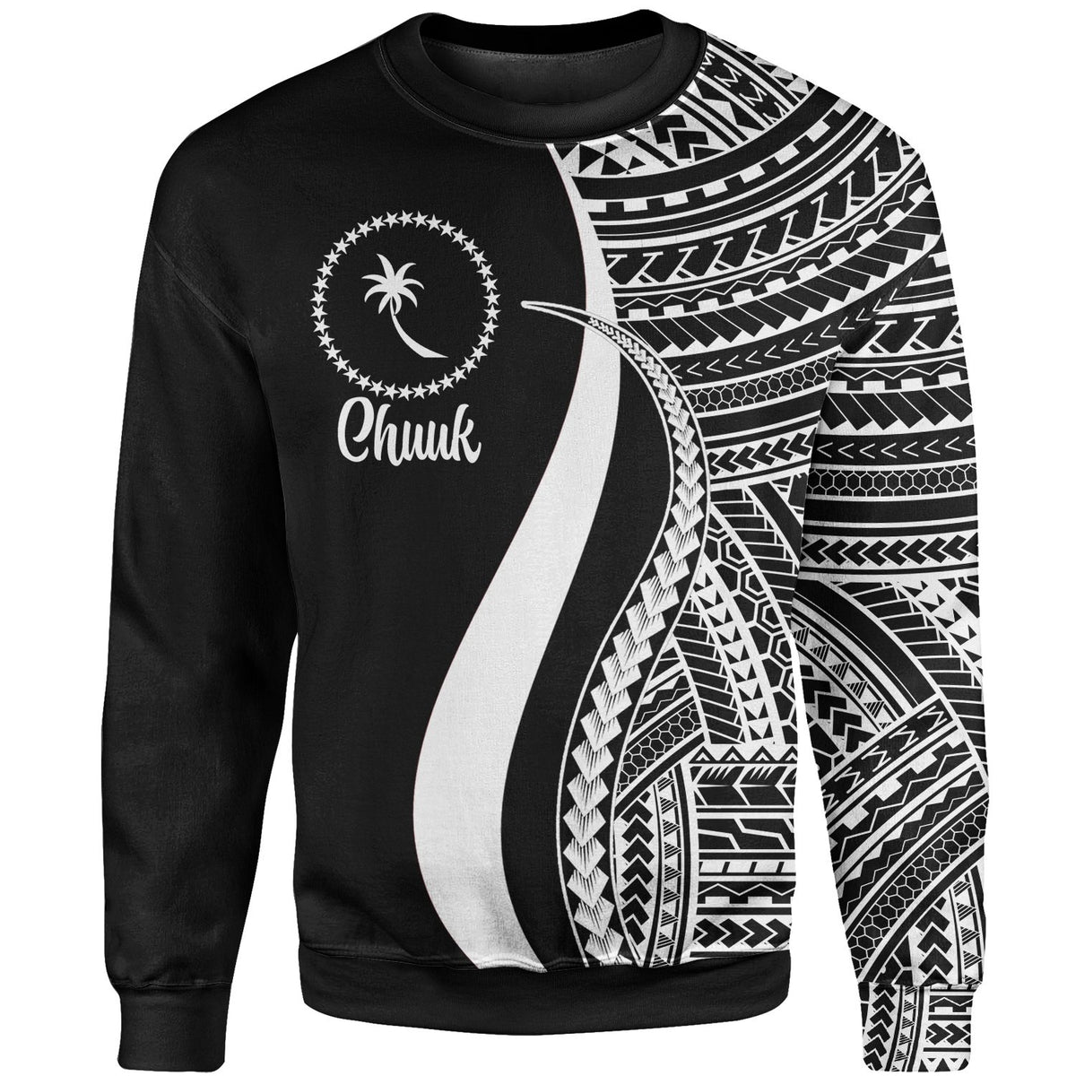 Chuuk Sweatshirt - White Polynesian Tentacle Tribal Pattern Unisex White - Polynesian Pride