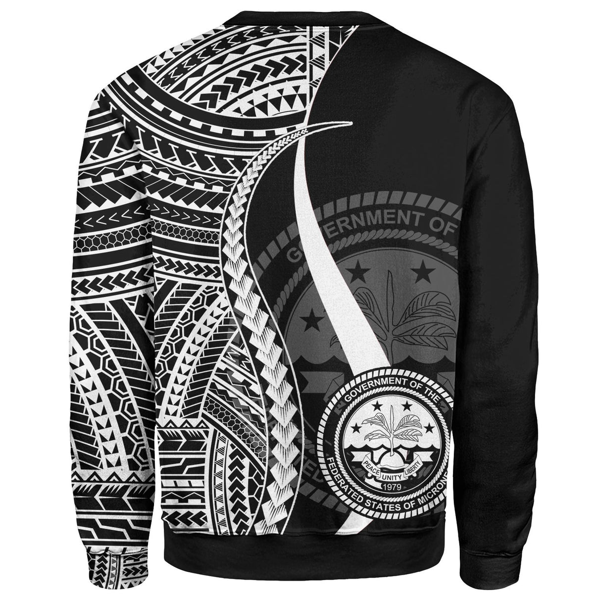 Federated States of Micronesia Custom Personalised Sweatshirt - White Polynesian Tentacle Tribal Pattern - Polynesian Pride