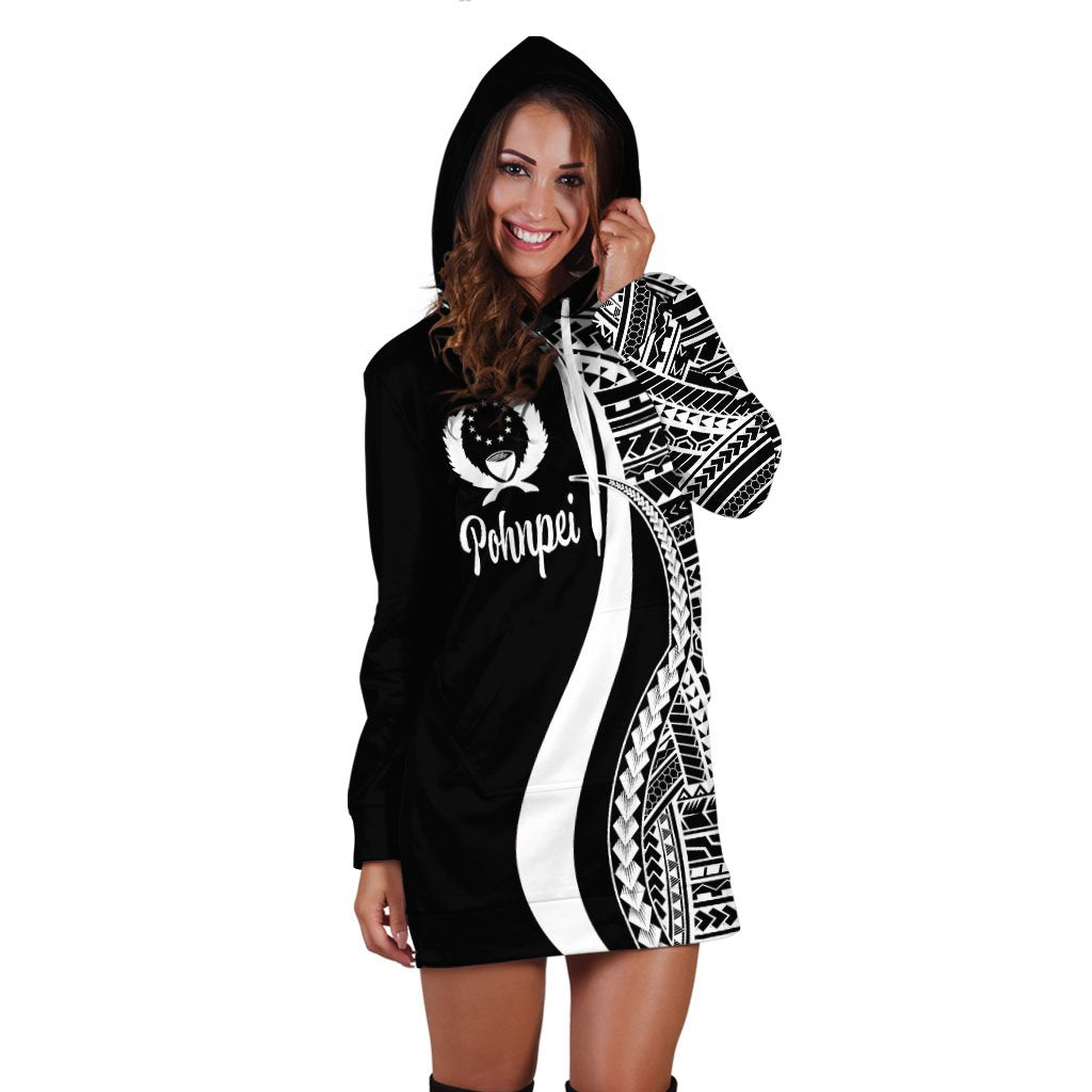 Pohnpei Women's Hoodie Dress - White Polynesian Tentacle Tribal Pattern - Polynesian Pride