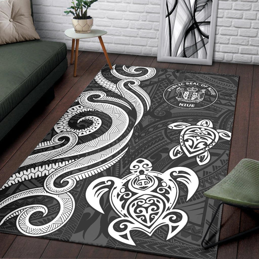Niue Area Rug - White Tentacle Turtle - Polynesian Pride