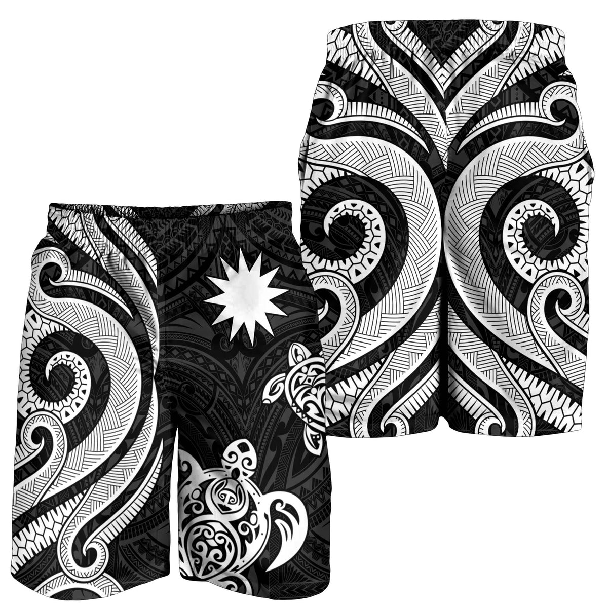 Nauru Men's Short - White Tentacle Turtle - Polynesian Pride