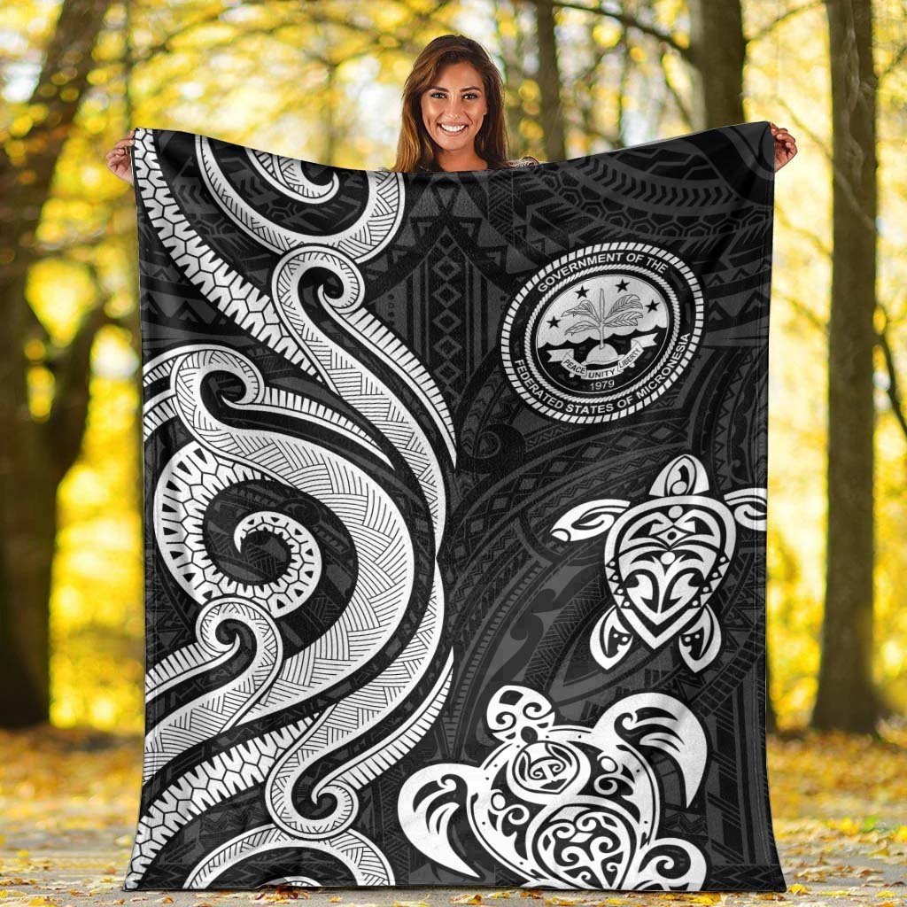Federated States of Micronesia Premium Blanket - White Tentacle Turtle - Polynesian Pride