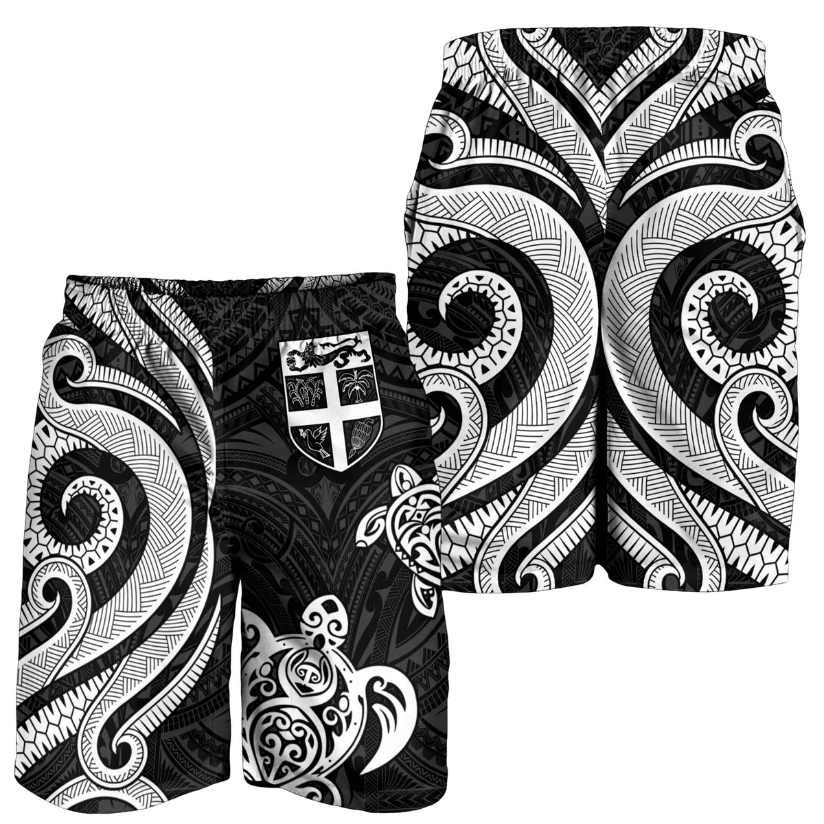 Fiji Men's Short - White Tentacle Turtle - Polynesian Pride