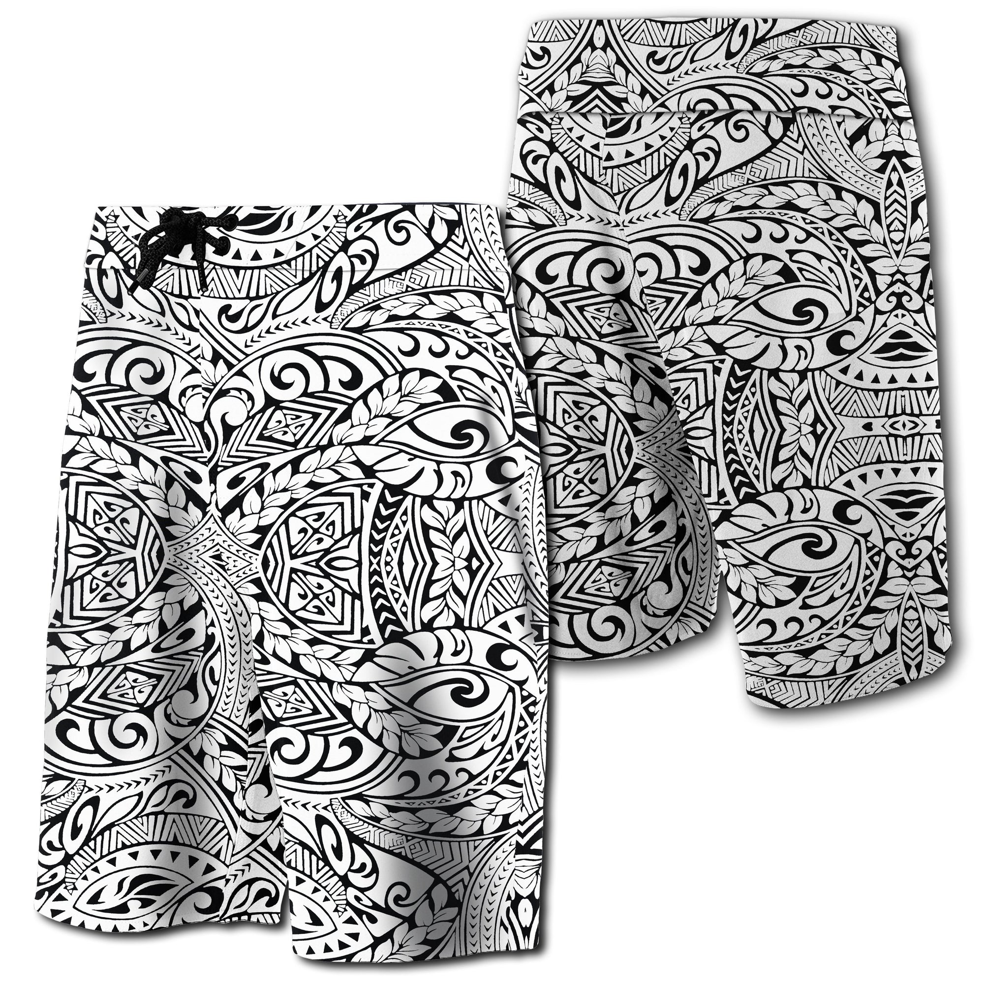 Hawaii Polynesian Culture Board Shorts White Men White - Polynesian Pride