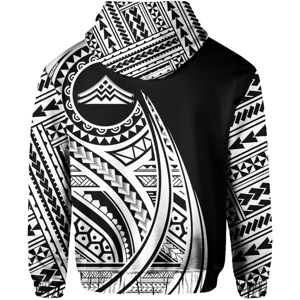 Hawaii Mauna Kea Polynesian Zip up Hoodie Tatoo Style White - Polynesian Pride