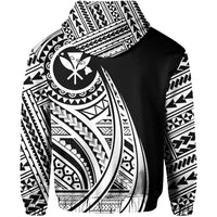 Hawaii Kanaka Polynesian Zip up Hoodie Tatoo Style White - Polynesian Pride