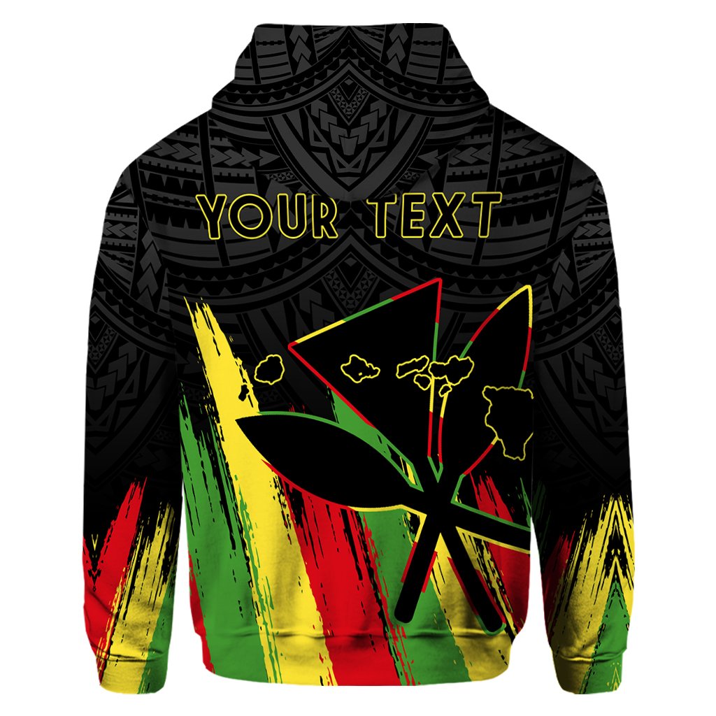 Custom Hawaiian Map Kanaka Flag Brush Hoodie Black Throne Style - Polynesian Pride