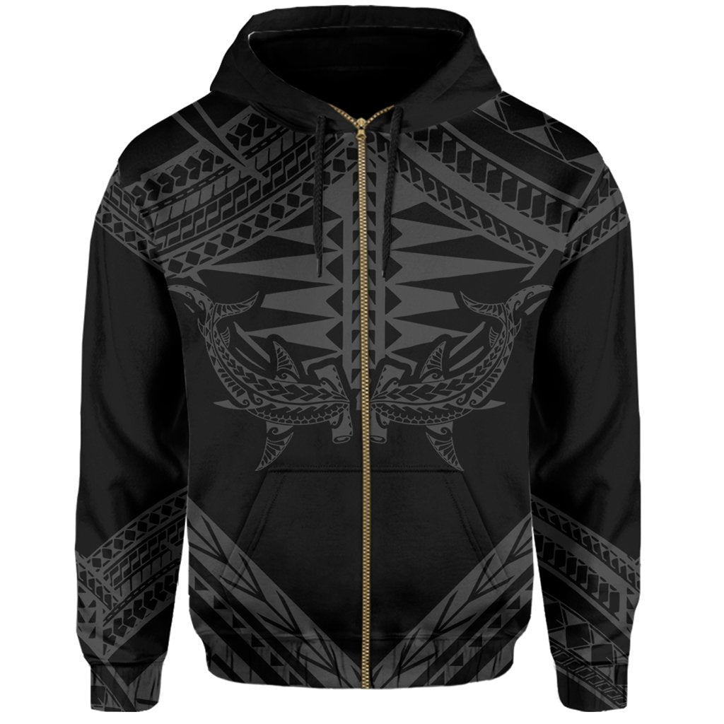 Hawaii Shark Polynesian Kanaka Gray Hoodie (Zip up) Candy Style - Polynesian Pride