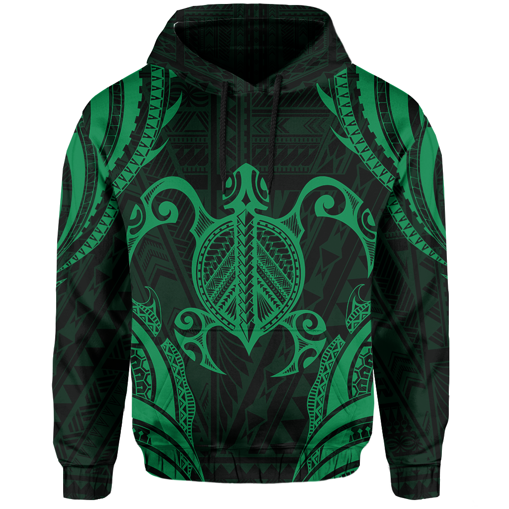 Polynesian Turtle Kanaka Maoli Hawaii Hoodie Green - Polynesian Pride