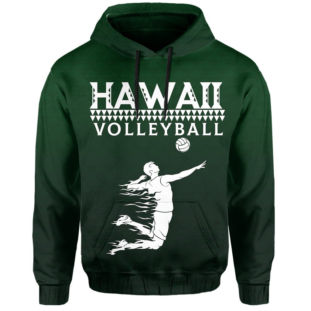 Volleyball Sport Kakau Hawaii Hoodie Green - Polynesian Pride