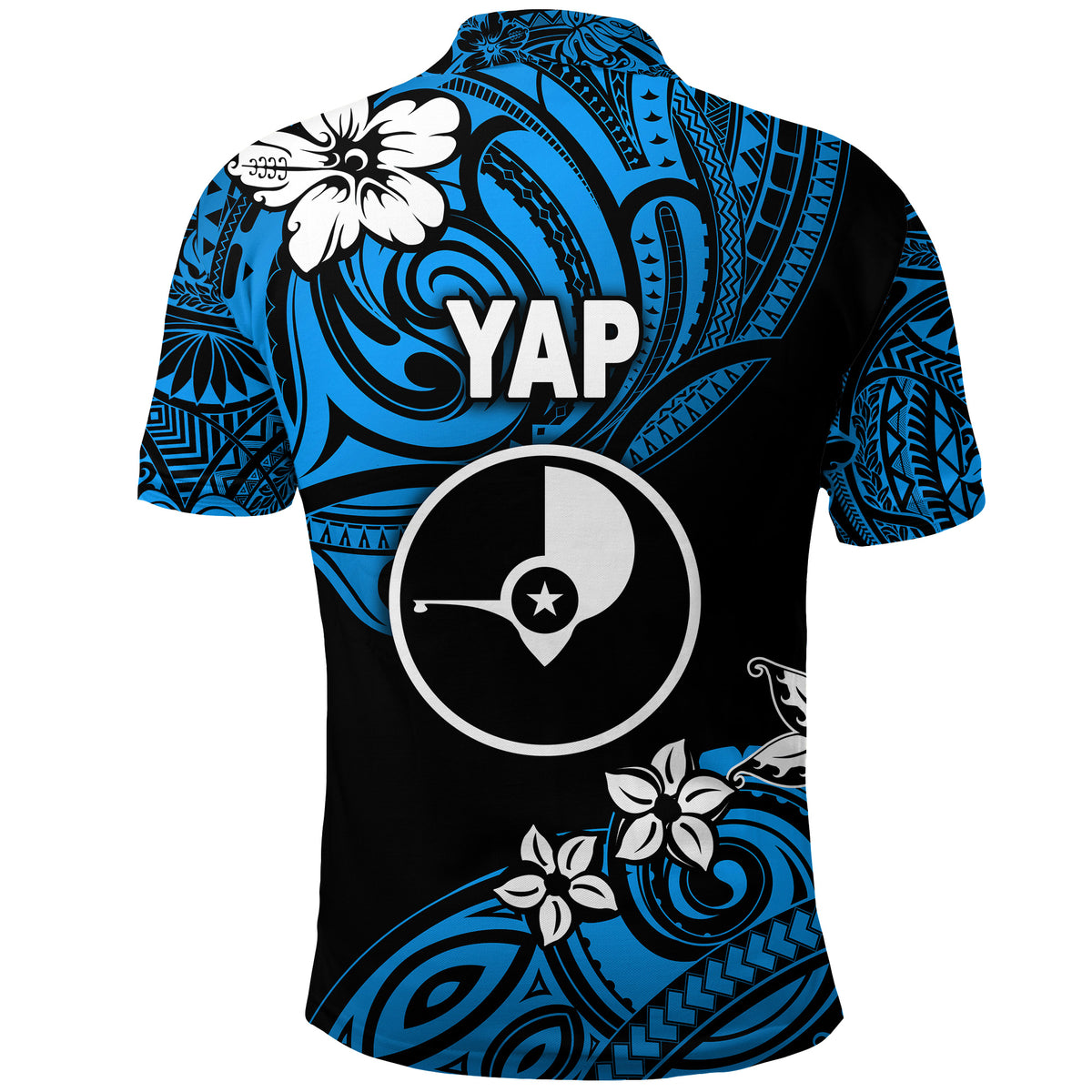 FSM Yap Polo Shirt Unique Vibes Blue LT8 - Polynesian Pride