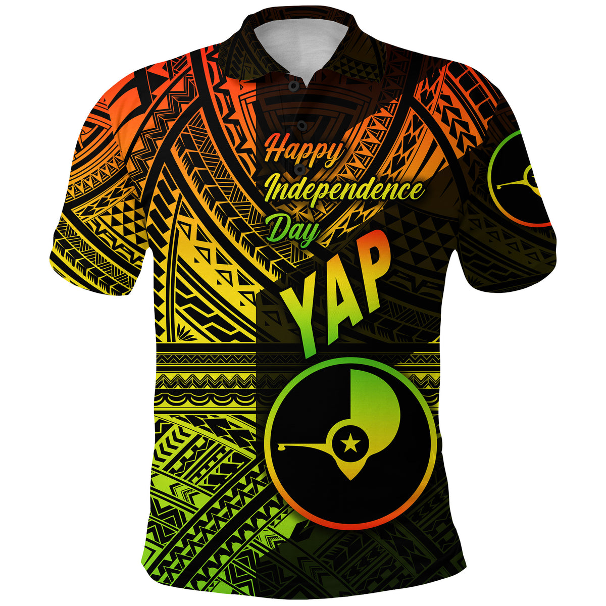 FSM Yap Polo Shirt Happy Independence Day Original Vibes Reggae LT8 - Polynesian Pride