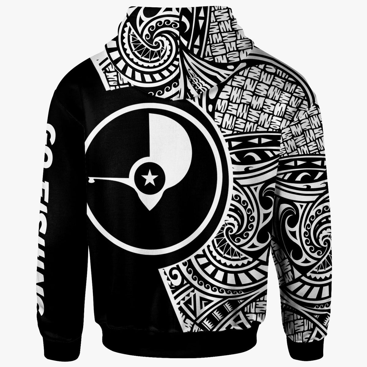 Yap Hoodie Hook Tattoo Black Color - Polynesian Pride