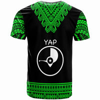 Yap Custom T Shirt Tooth Shaped Necklace Pattern Green Color - Polynesian Pride