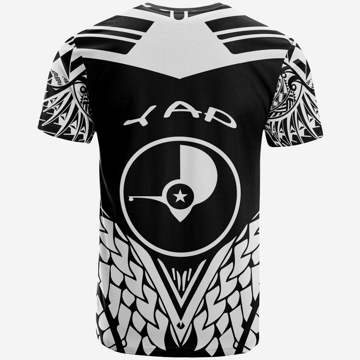 Yap Custom T Shirt Unique Eagle Feather Texture Black White - Polynesian Pride
