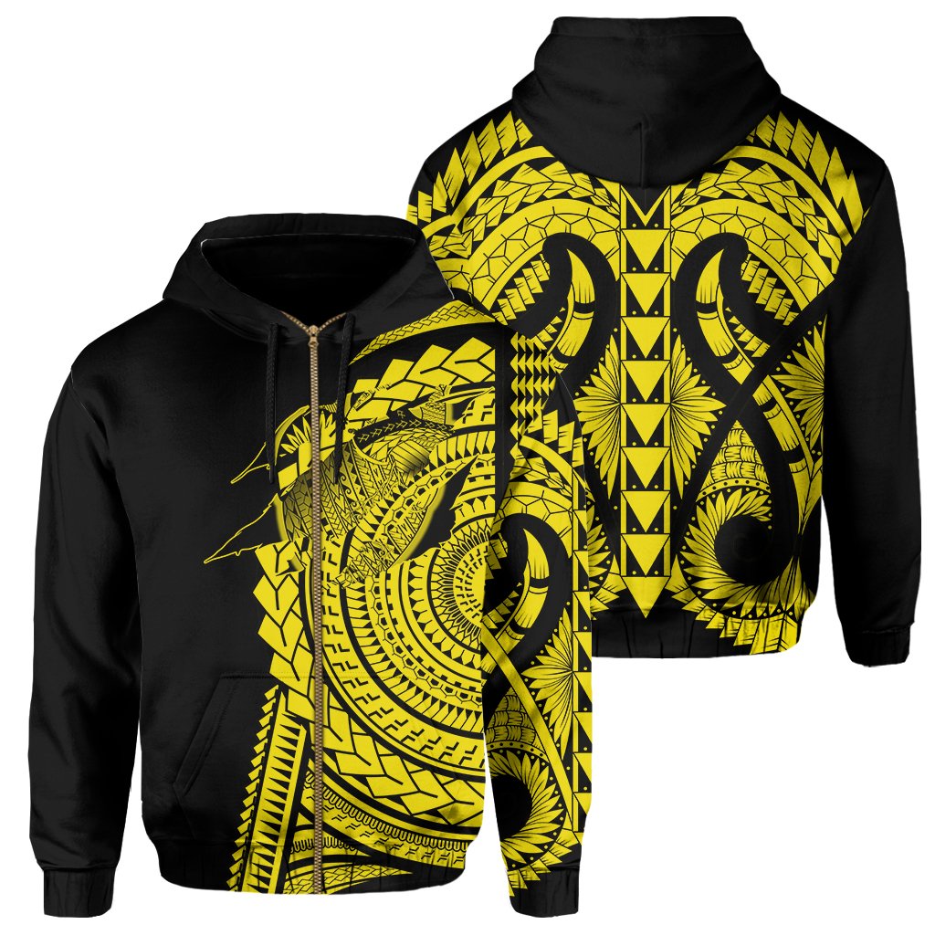 Hawaii Polynesian Zip Hoodie In My Heart Ryan Style Yellow Unisex Yellow - Polynesian Pride