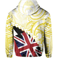 Polynesian Kakau Flag of Hawaii Zip Hoodie Yellow - Polynesian Pride