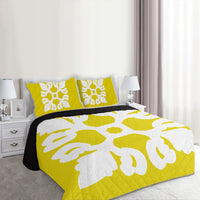 Hawaiian Royal Pattern Quilt Bed Set - Yellow - M1 Style - AH - Polynesian Pride