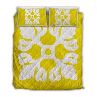 Hawaiian Royal Pattern Quilt Bed Set - Yellow - M1 Style - AH Yellow - Polynesian Pride