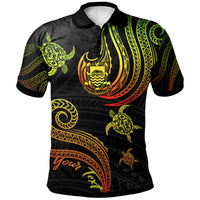 Tuvalu Custom Polo Shirt Polynesian Turtle With Pattern Reggae Unisex Reggae - Polynesian Pride