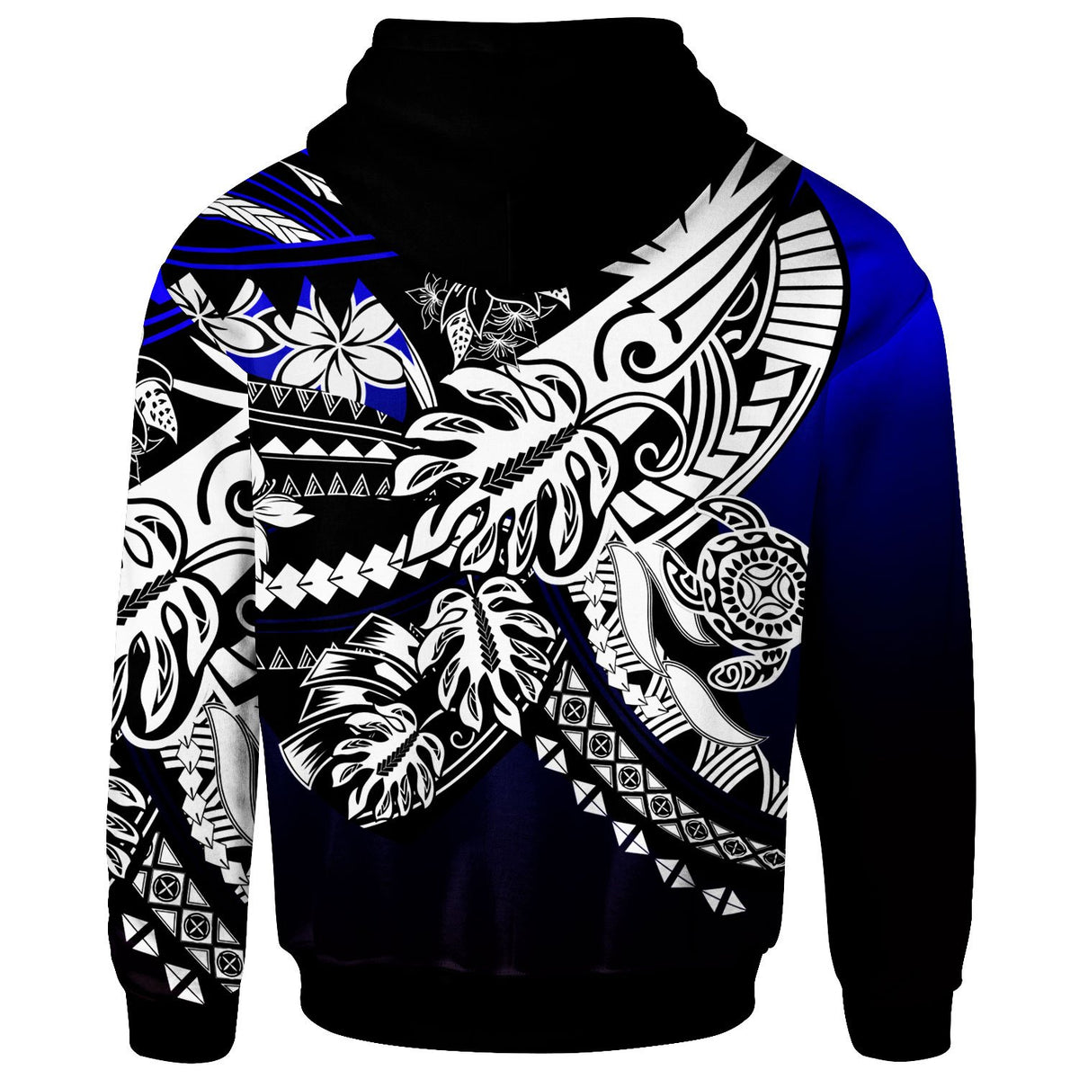 Wallis & Futuna Zip Hoodie Tribal Jungle Pattern Blue Color - Polynesian Pride