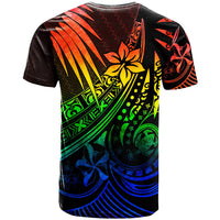 Guam T Shirt The Flow of The Ocean Rainbow Color - Polynesian Pride
