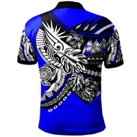 Yap Polo Shirt Tribal Jungle Blue Pattern - Polynesian Pride