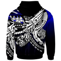 Nauru Zip Hoodie Tribal Jungle Pattern Blue Color - Polynesian Pride