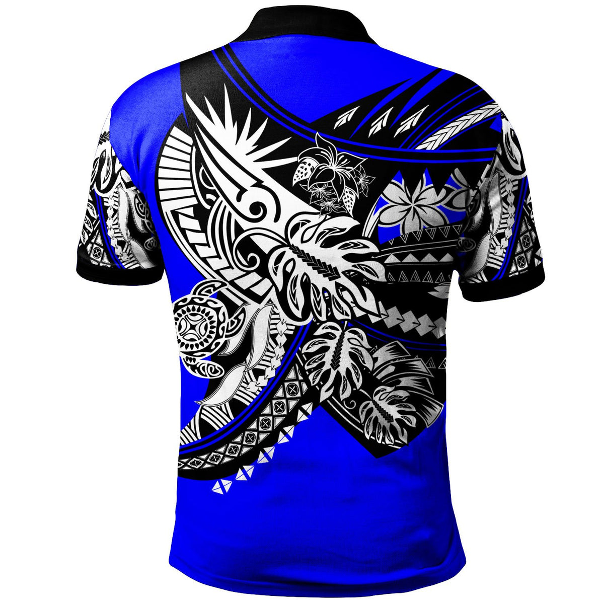 Federated States of Micronesia Polo Shirt Tribal Jungle Blue Pattern - Polynesian Pride