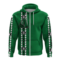 Hawaii Aiea High Mix Kakau Hoodie LT6 Zip Hoodie Green - Polynesian Pride