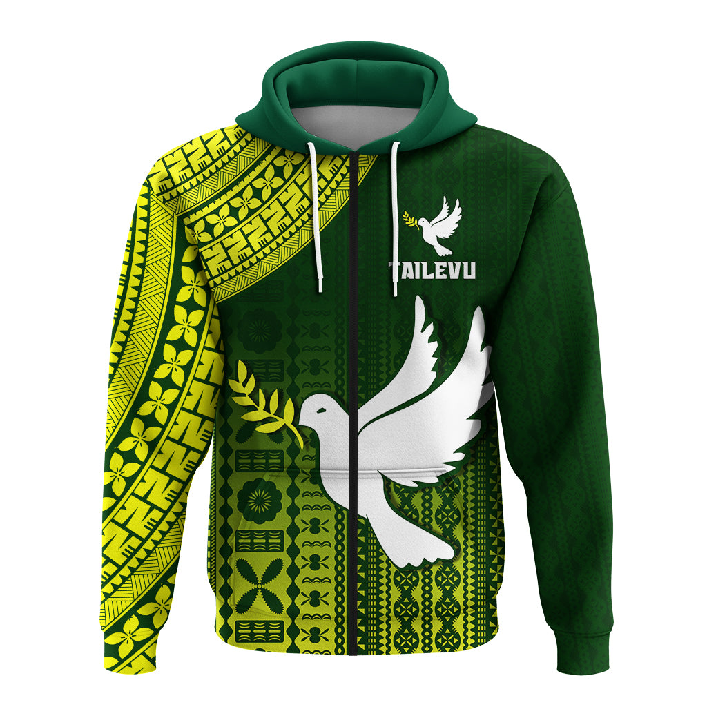 Tailevu Rugby Fiji Zip Hoodie Go Green LT4 - Polynesian Pride