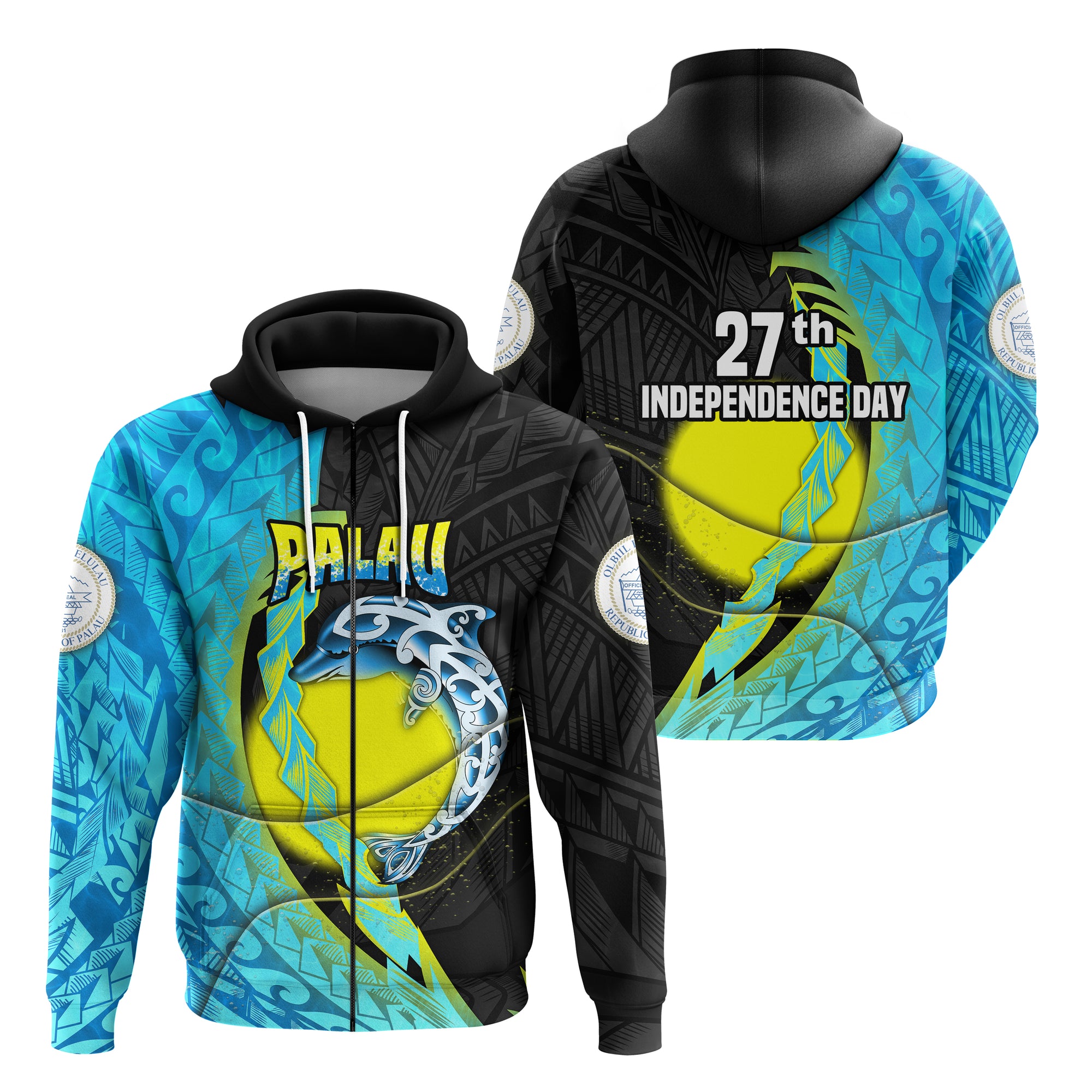 Palau Independence Day Zip up Hoodie Special Style LT16 Unisex Blue - Polynesian Pride